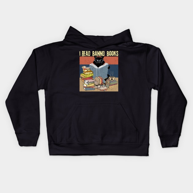 Cat I Read Banned Books Kids Hoodie by Teewyld